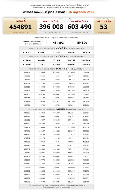 thai lottery 2017